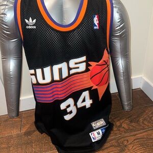 Charles Barkley Suns Black and Orange Basketball Jersey